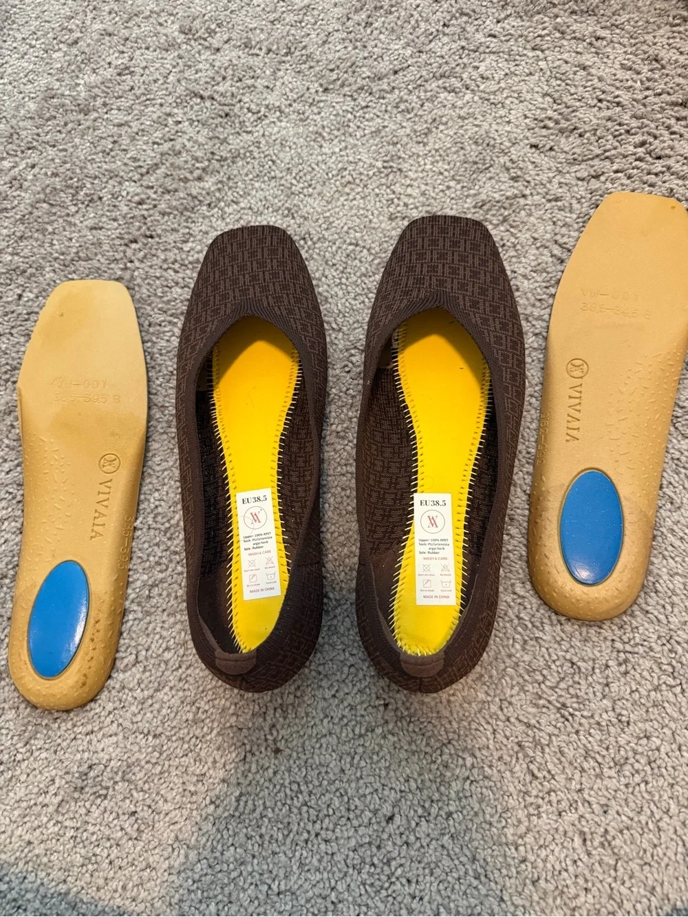 Vivaia square-toe knit flats geometric print 7.5 / 38.5
